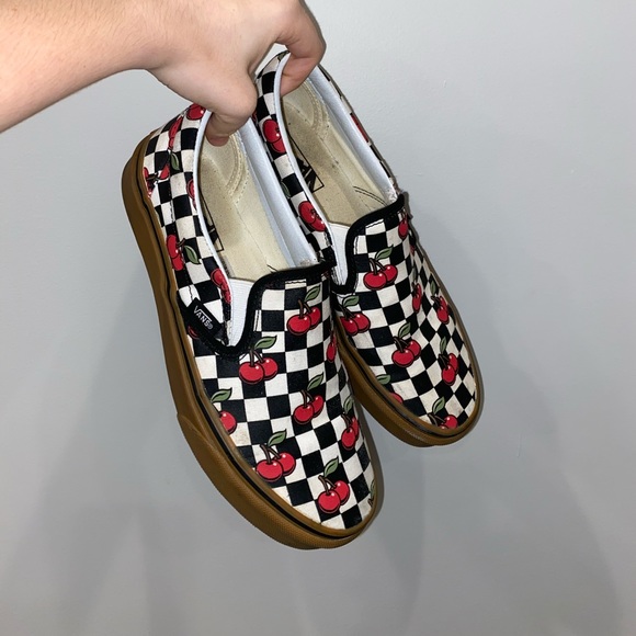 cherry checkered vans